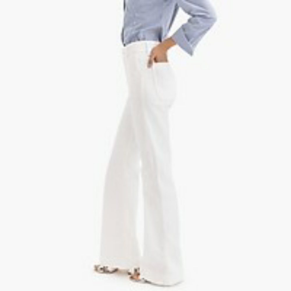 NWT! J. Crew Wide Leg Trouser in White